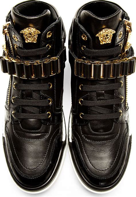 versace shoes men high top|versace black and white sneakers.